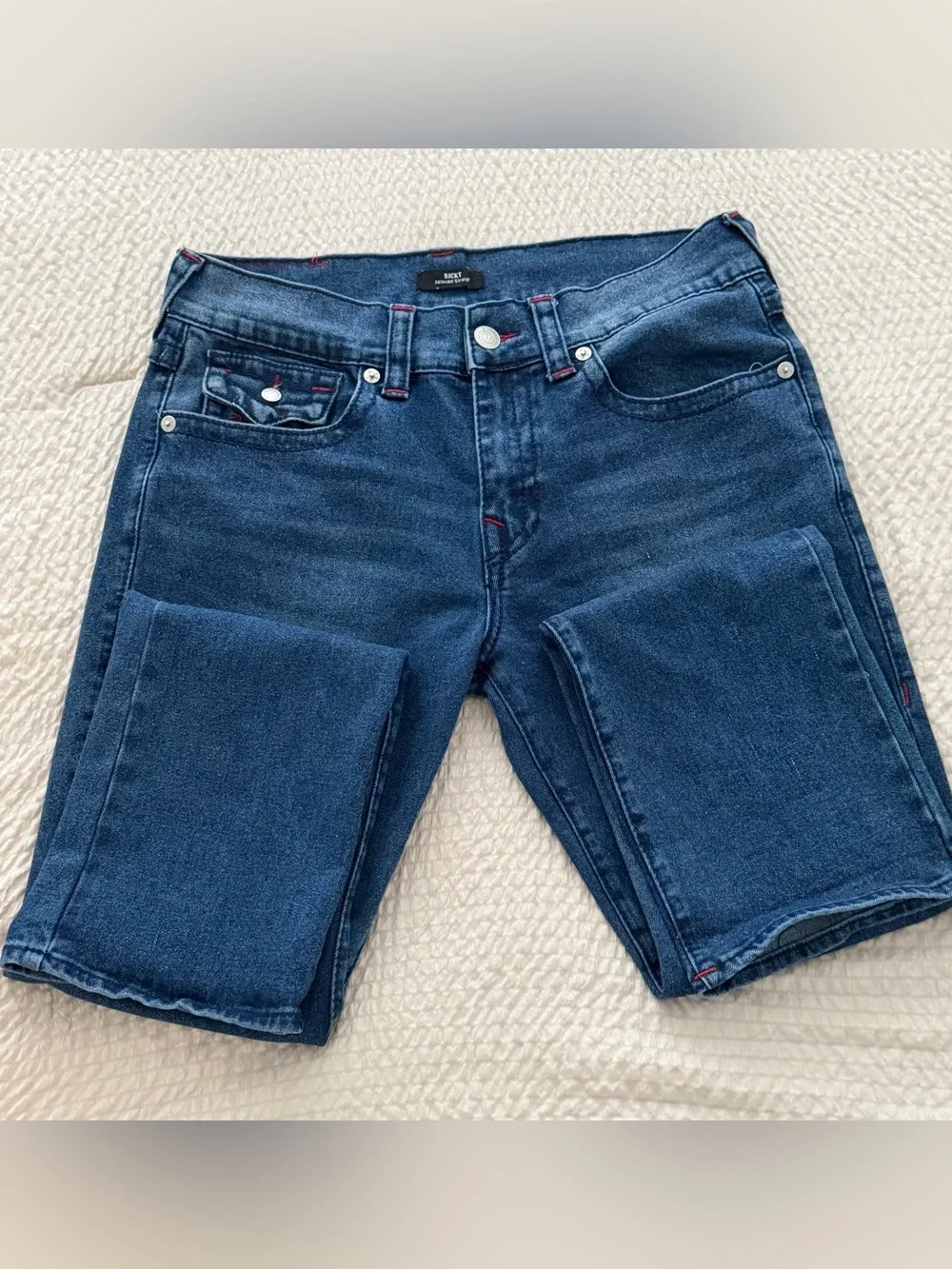 True Religion Indigo Blue Back-Pocket Flap Jeans